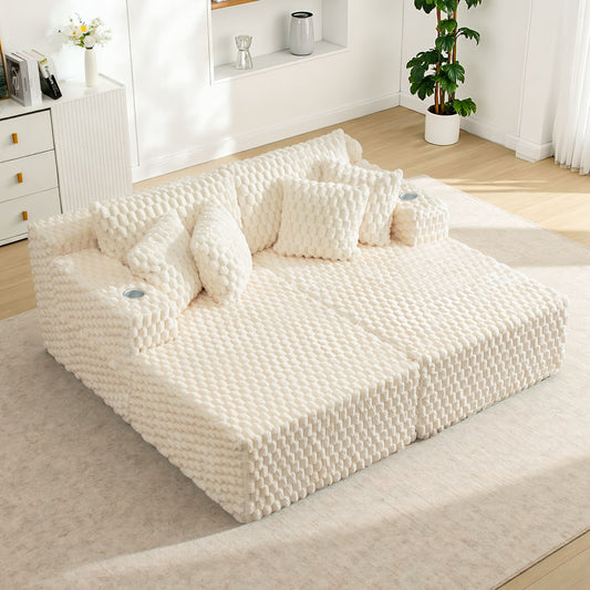 74.8" Oversize Corduroy Double Lounge Chaise Sofa Bed