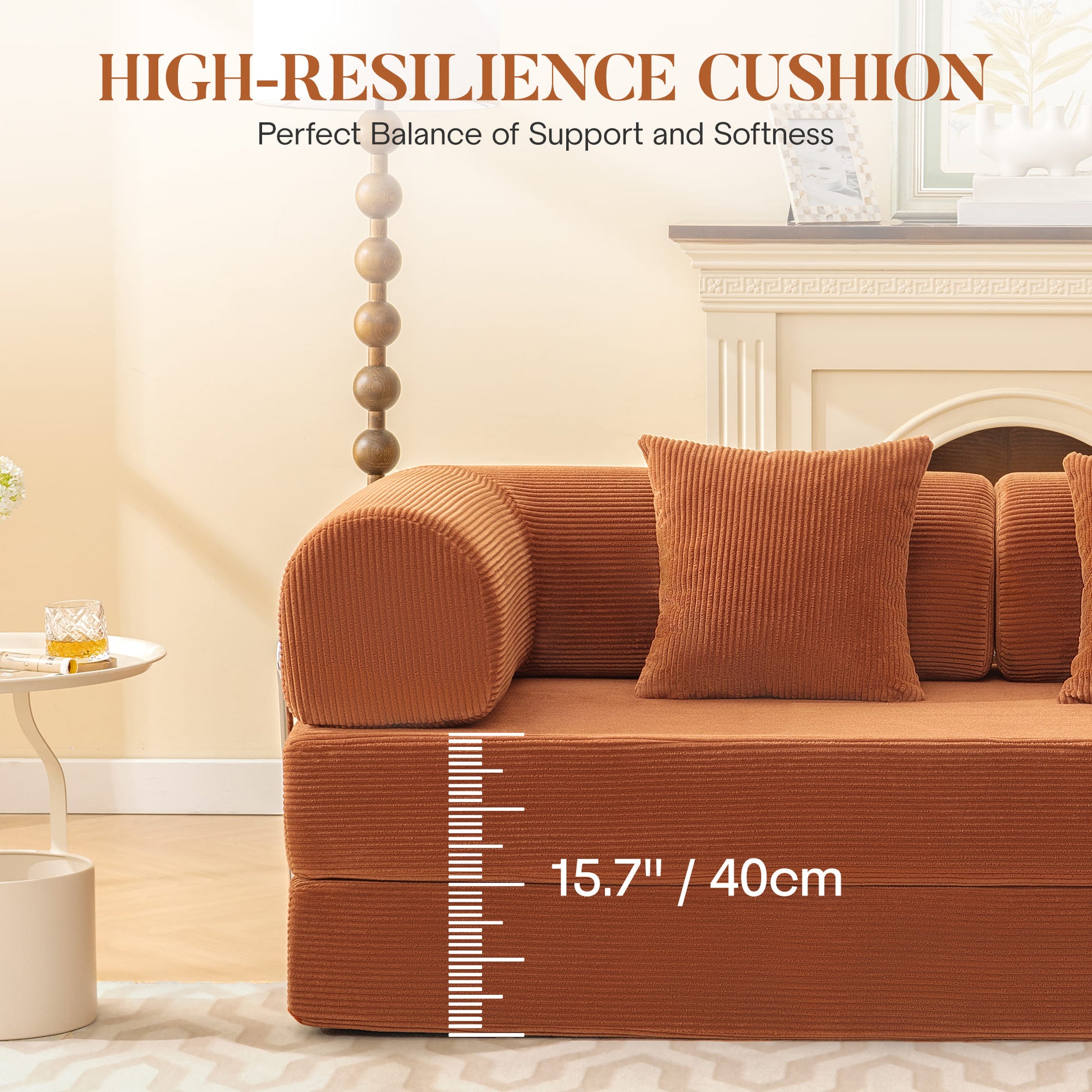 Combination Corner Sofa with High-Rebound Density Sponge