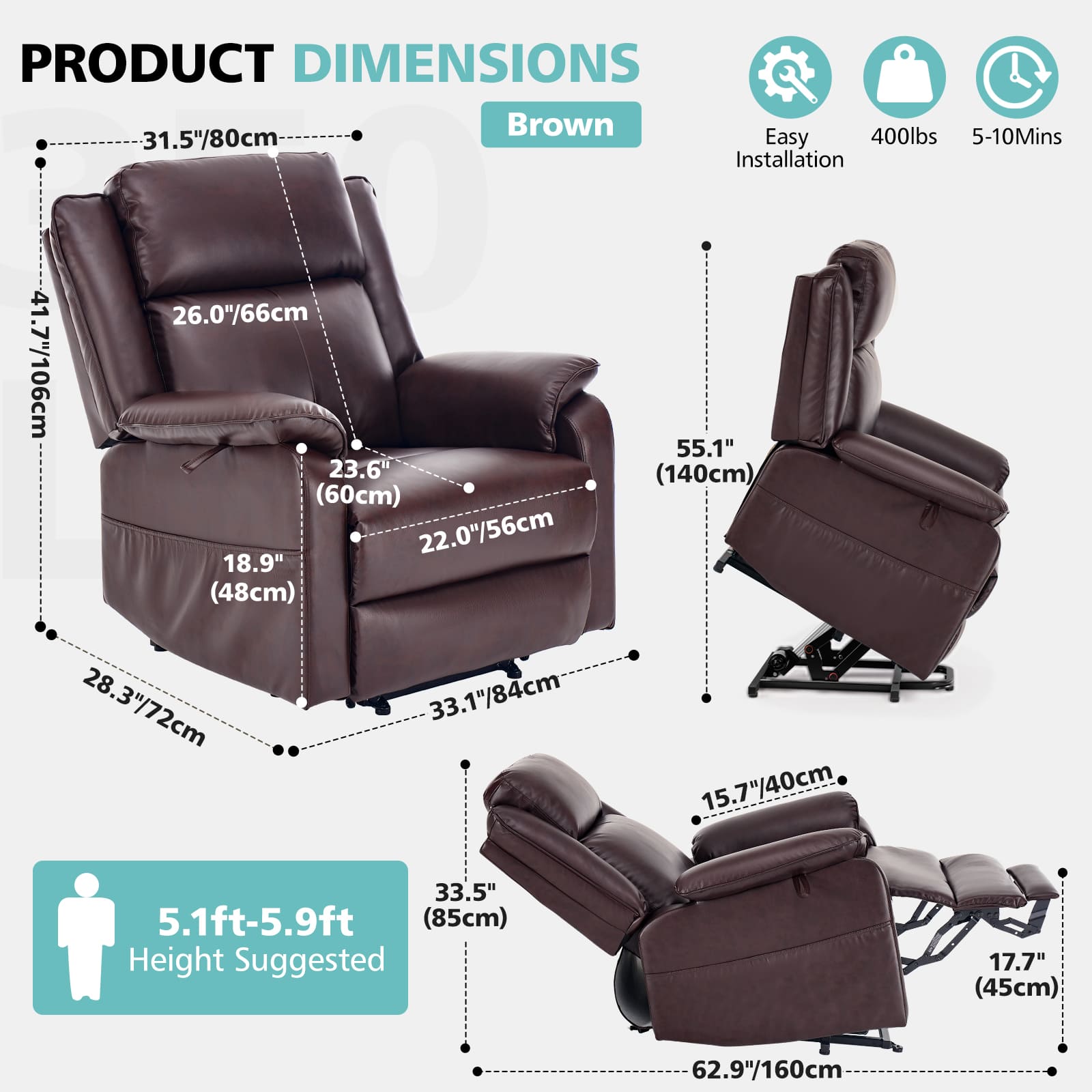Zero Gravity Infinite Position Power Lift Recliner Chair W/ Massage and Heating