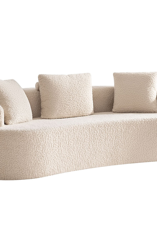 3-Seater Plush Floor Sofa with Cushions & Curved Back