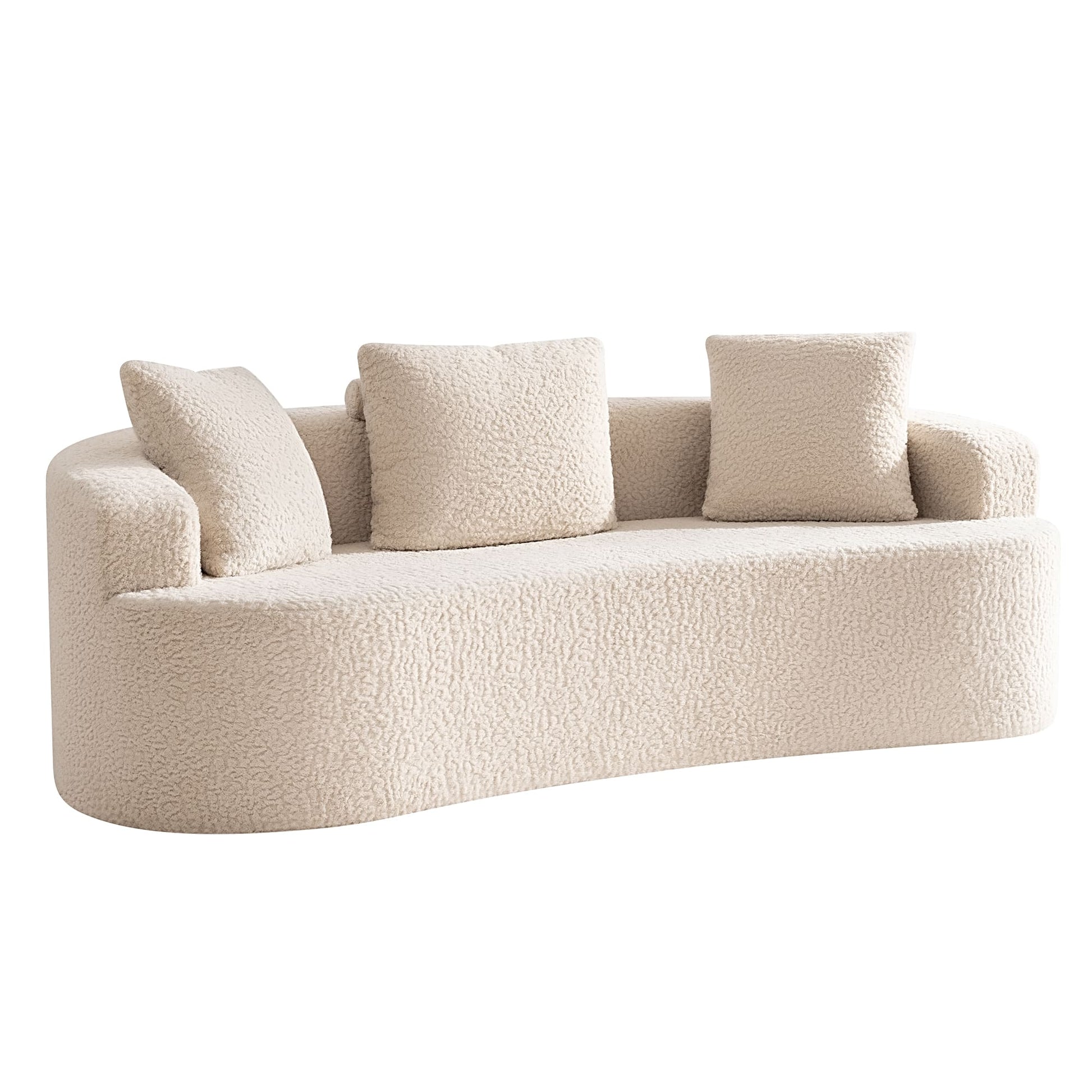 3-Seater Plush Floor Sofa with Cushions & Curved Back