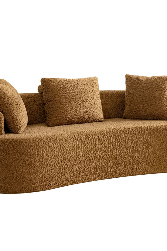 3-Seater Plush Floor Sofa with Cushions & Curved Back