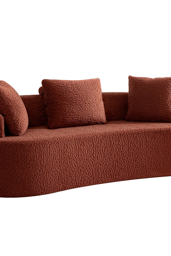 3-Seater Plush Floor Sofa with Cushions & Curved Back