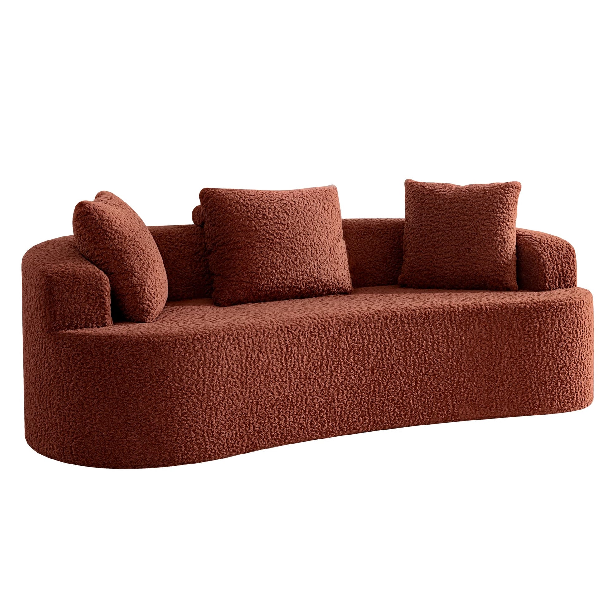 3-Seater Plush Floor Sofa with Cushions & Curved Back