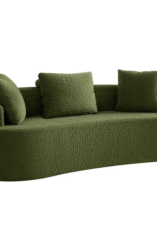 3-Seater Plush Floor Sofa with Cushions & Curved Back