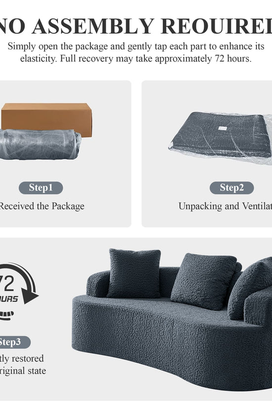 3-Seater Plush Floor Sofa with Cushions & Curved Back