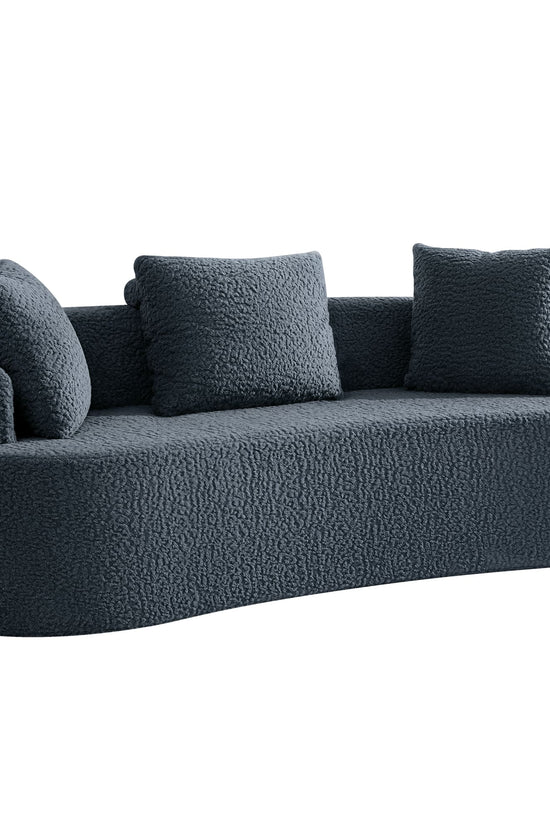 3-Seater Plush Floor Sofa with Cushions & Curved Back