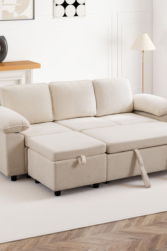 7-Seater Modular Sectional Sofa Couch with Pull-Out Sleeper and Storage