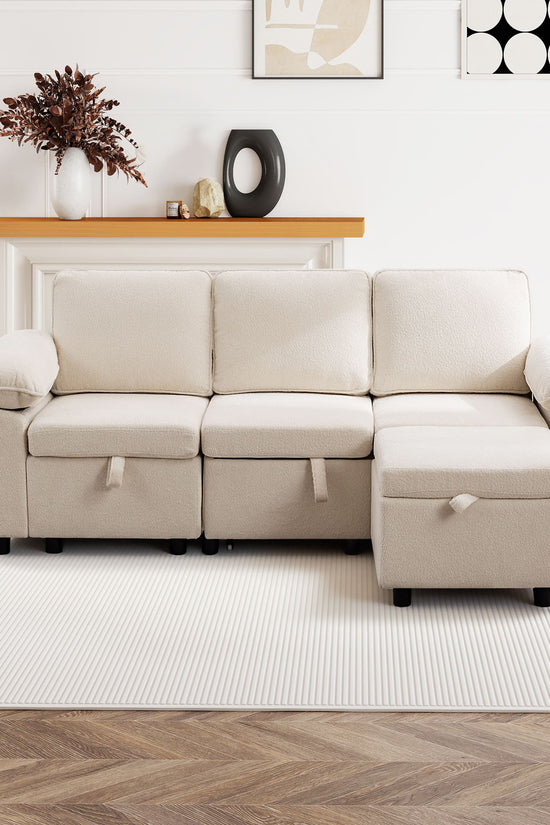 7-Seater Modular Sectional Sofa Couch with Pull-Out Sleeper and Storage