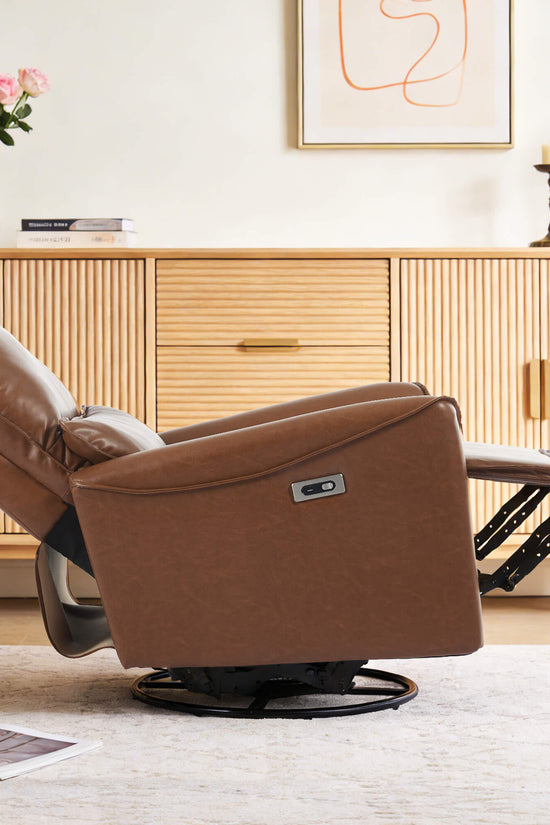 Modern Leather Power Swivel Rocker Recliner Chair