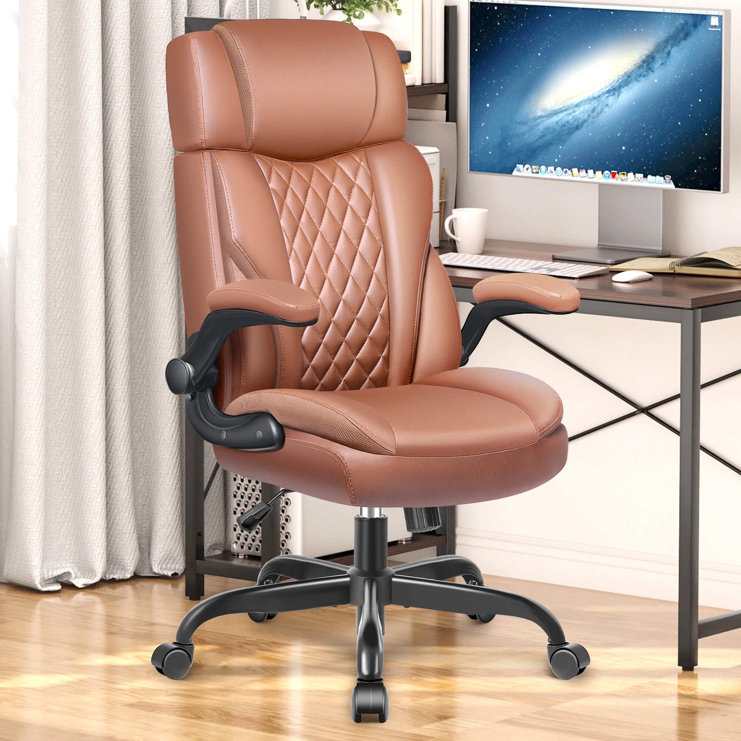 Mid-Back Leather Ergonomic Executive Office Chair with Lumbar Support 688