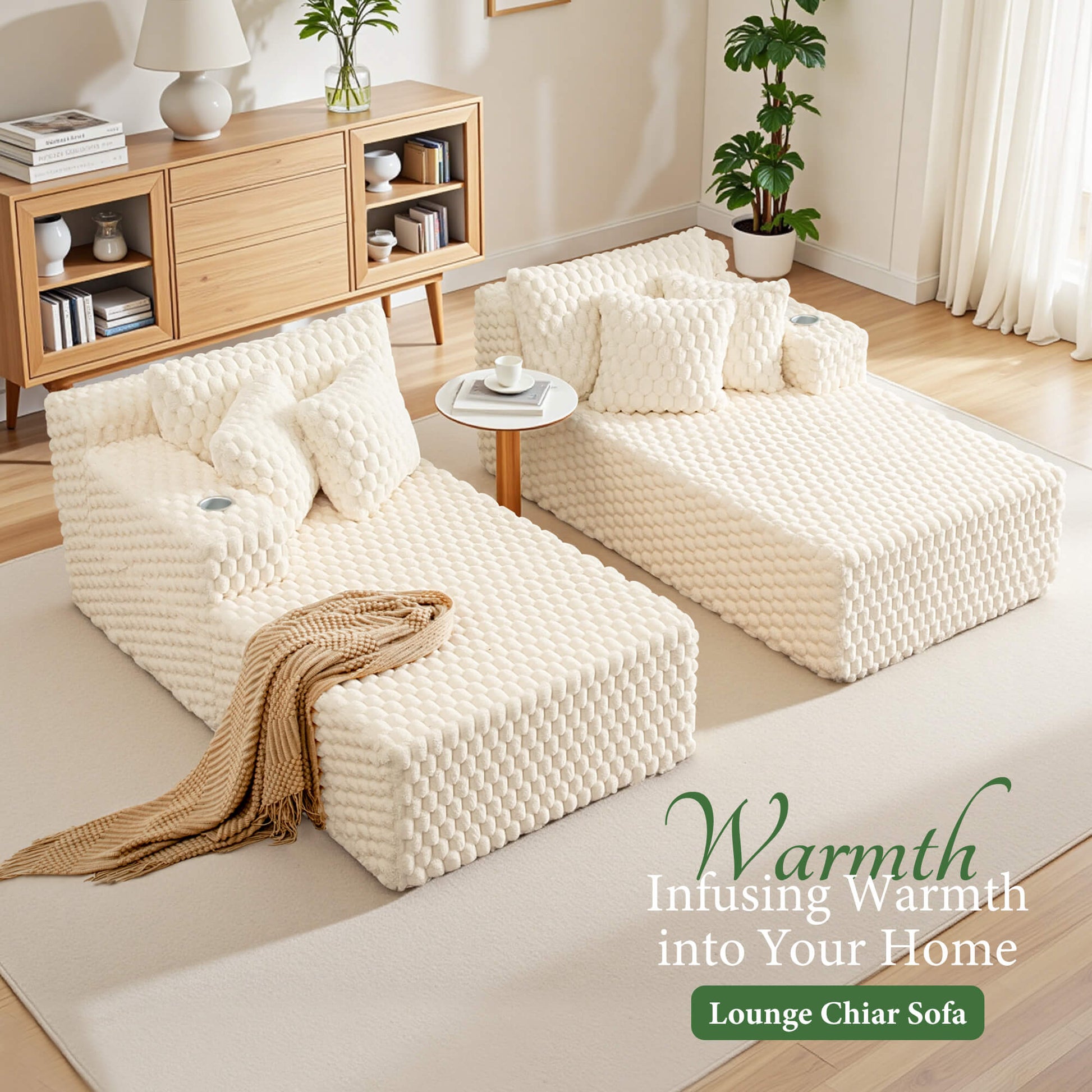 74.8" Oversize Corduroy Double Lounge Chaise Sofa Bed