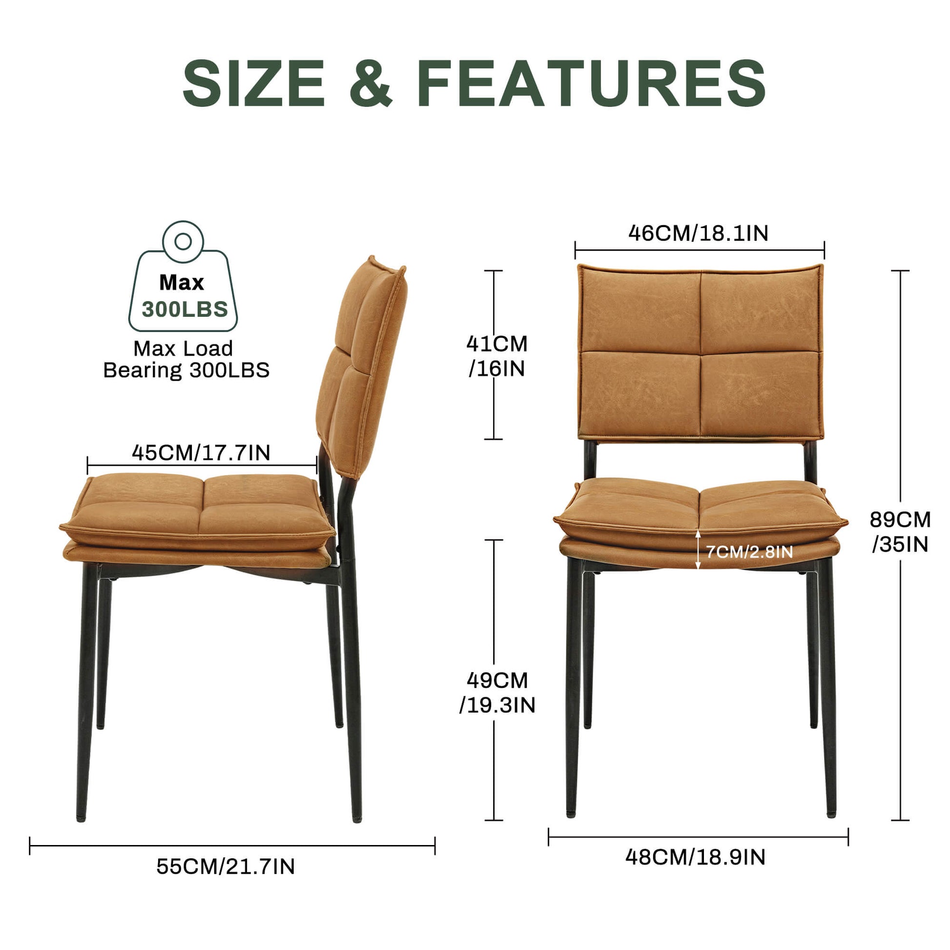 Faux Leather Dinning Chairs Set of 2