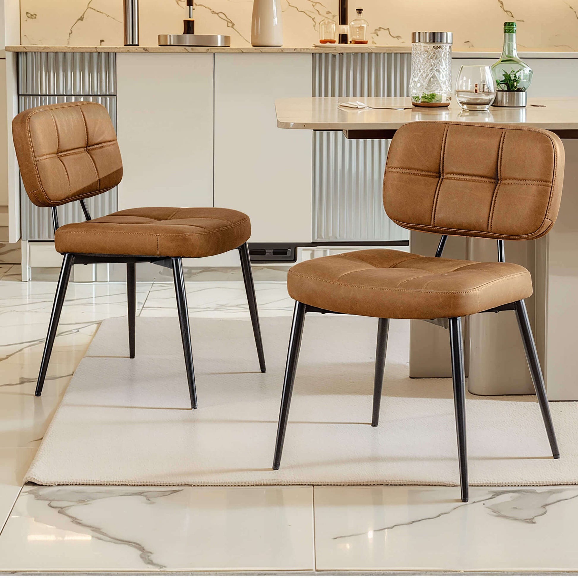 Upholstered Side Dining Chairs Set of 2