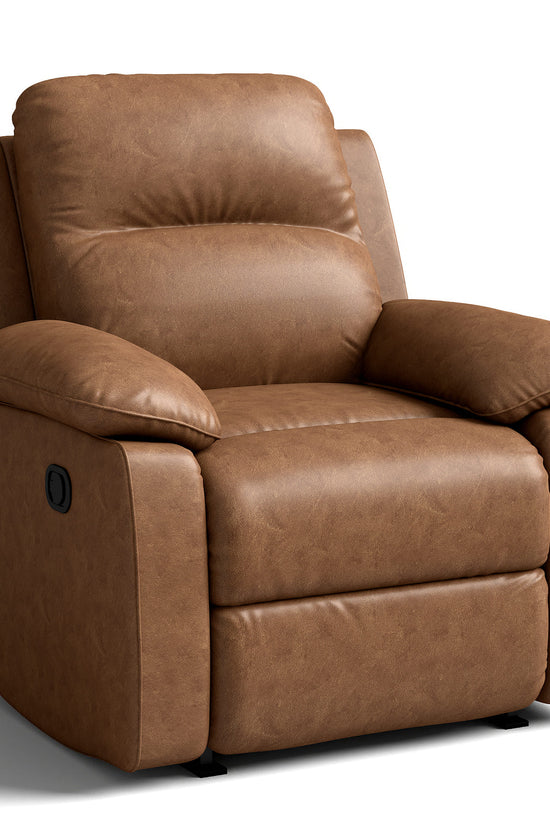 Leather Manual Recliner Sofa with Smooth Recline and Footrest