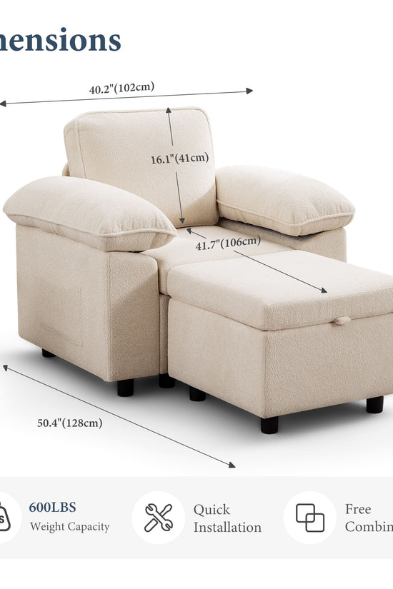 7-Seater Modular Sectional Sofa Couch with Pull-Out Sleeper and Storage