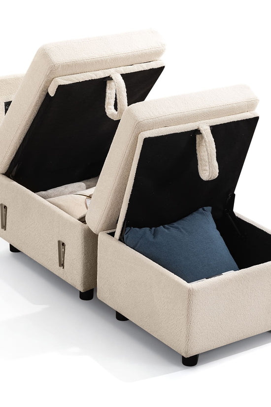 7-Seater Modular Sectional Sofa Couch with Pull-Out Sleeper and Storage