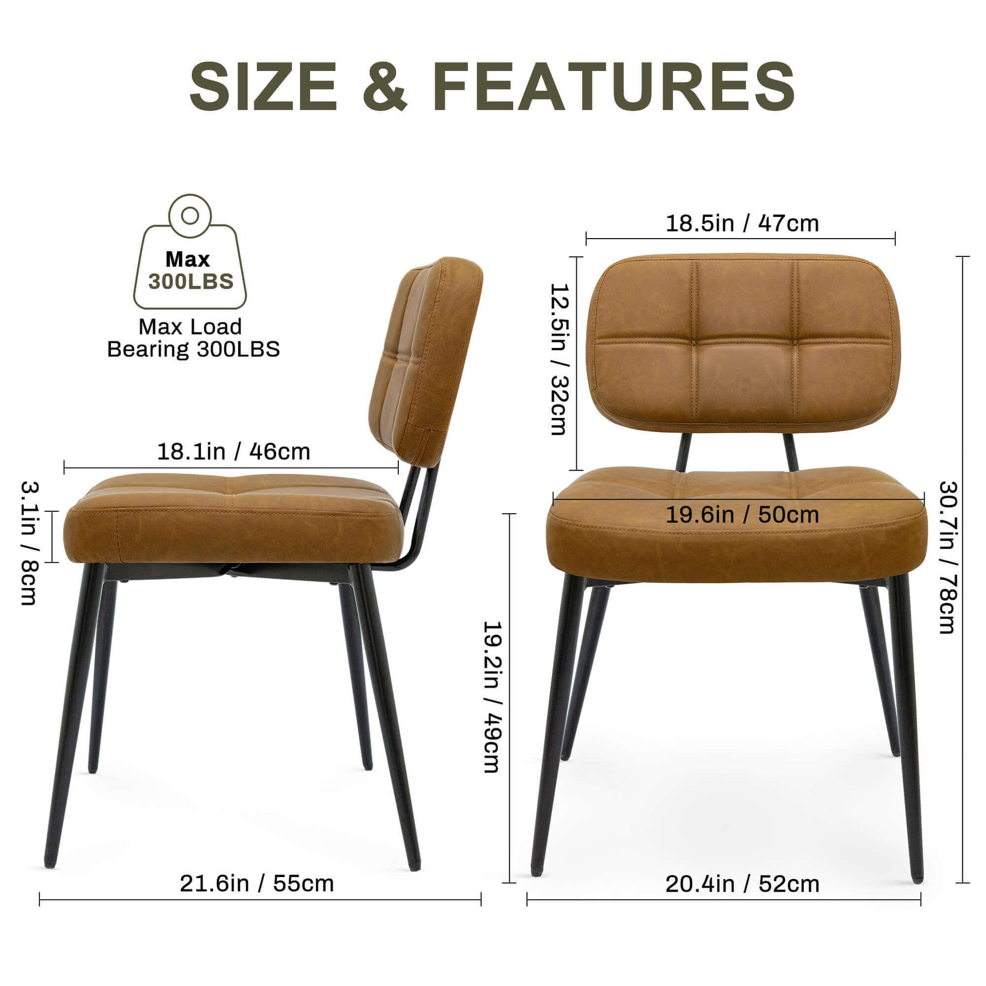 Upholstered Side Dining Chairs Set of 2