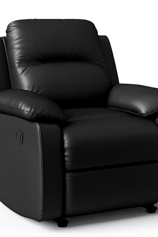 Leather Manual Recliner Sofa with Smooth Recline and Footrest