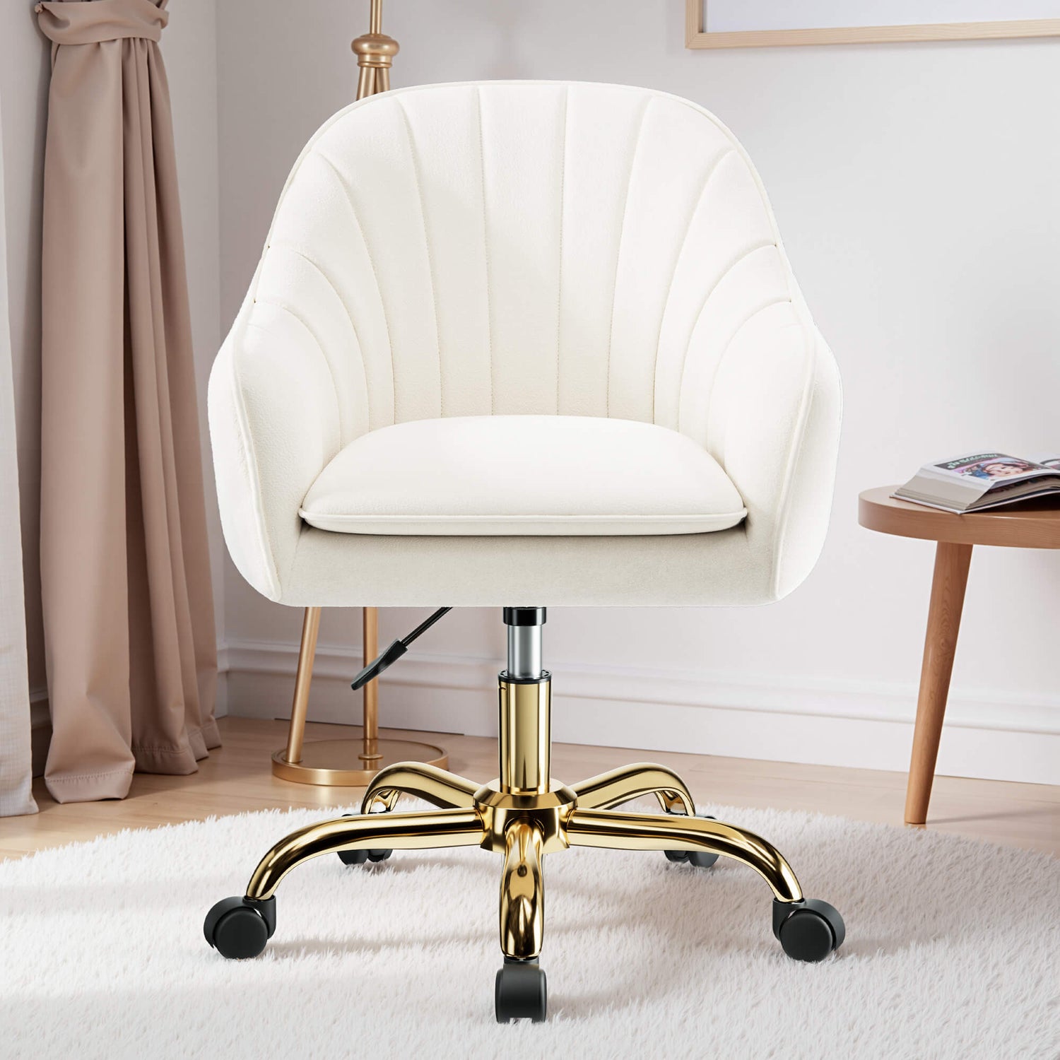 Modern Vanity Chair with Adjustable Height and Comfy Back Support