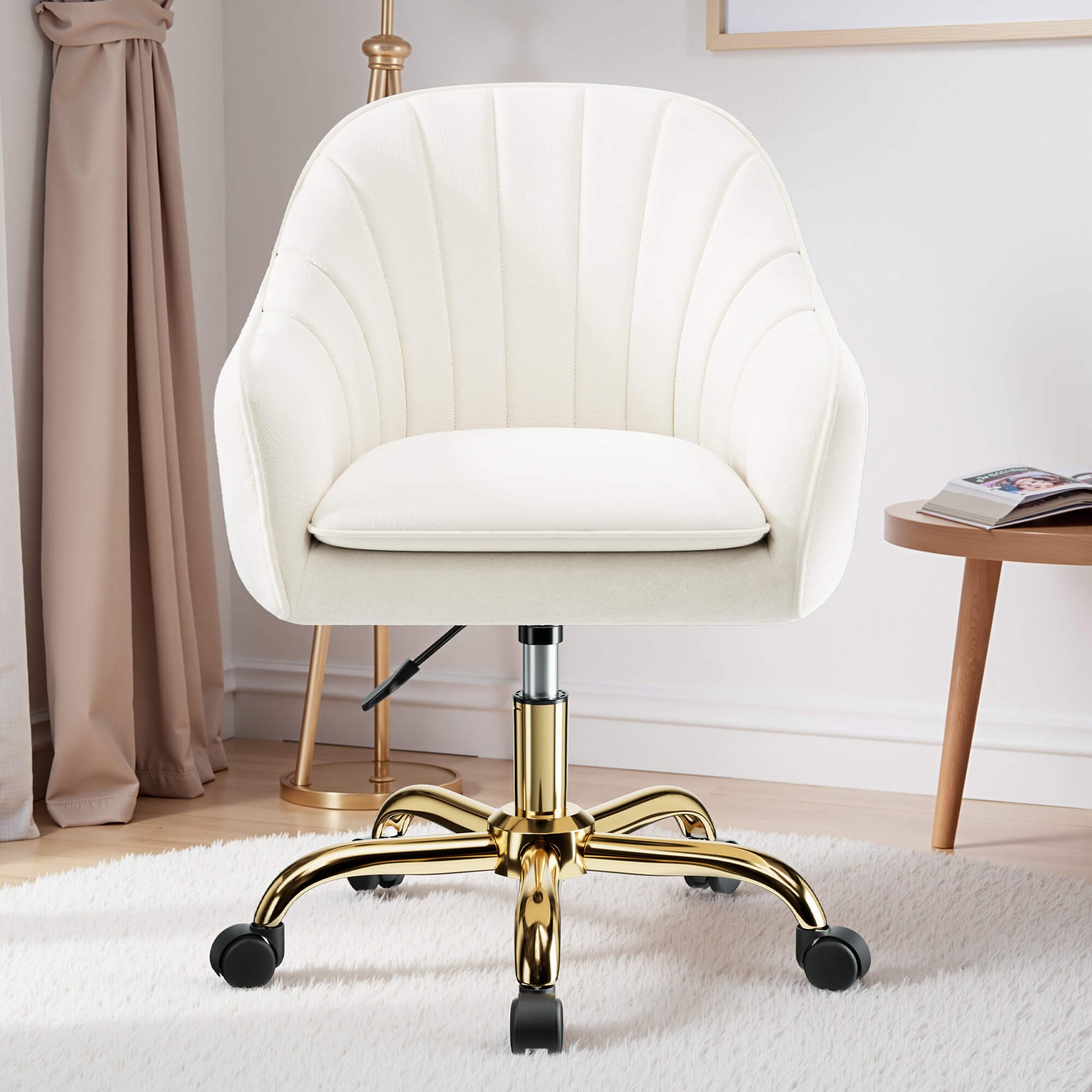 Modern Vanity Chair with Adjustable Height and Comfy Back Support