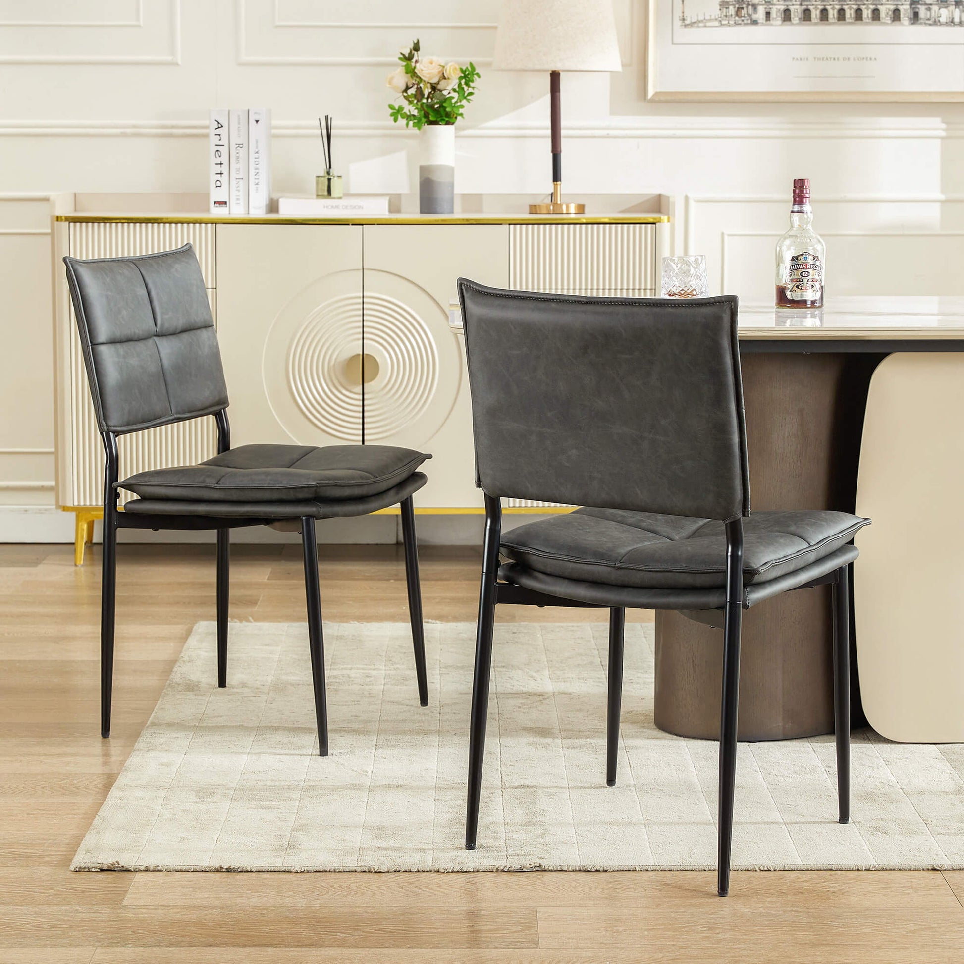 Faux Leather Dinning Chairs Set of 2