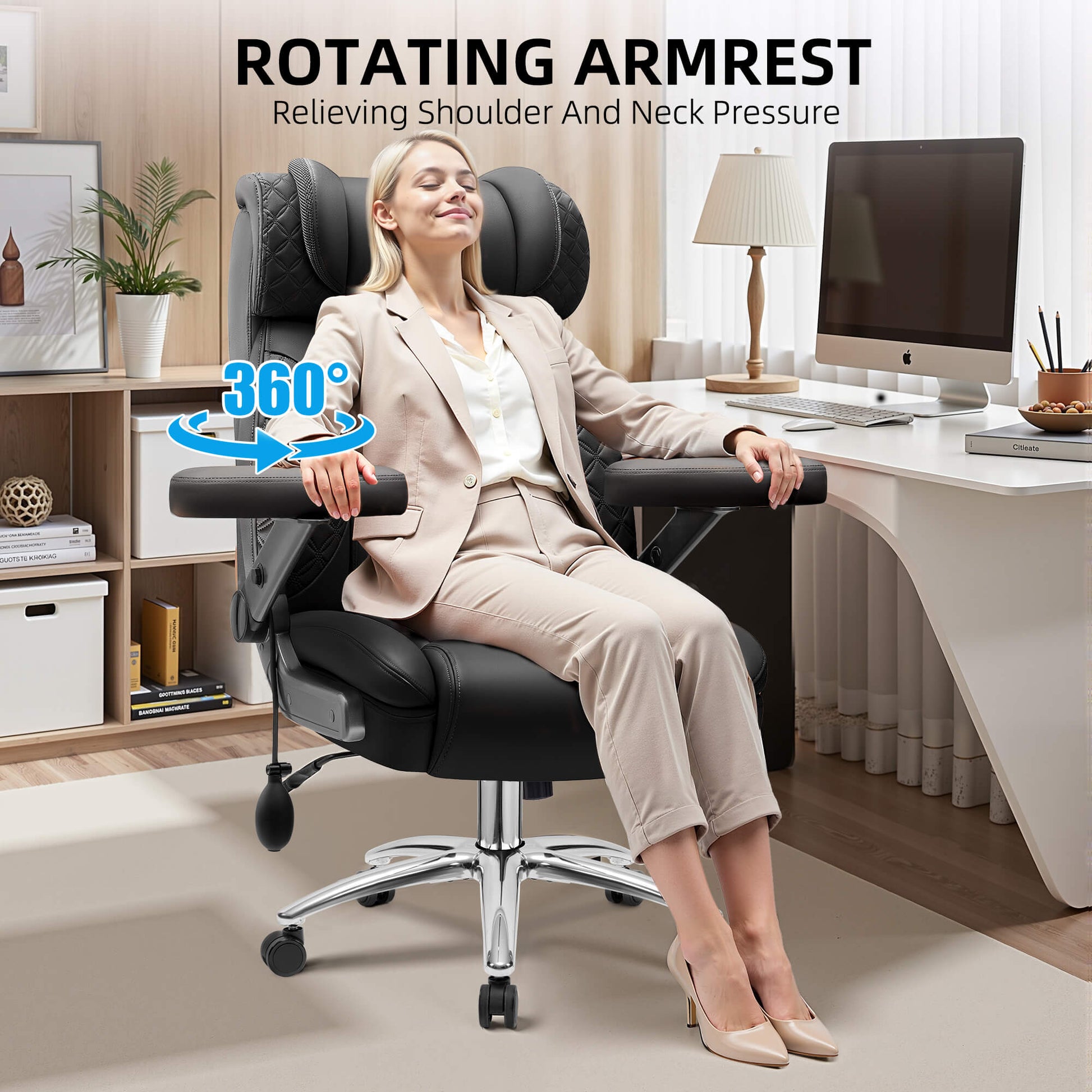 Widened Big and Tall Leather Executive Back Support Office Chair 309
