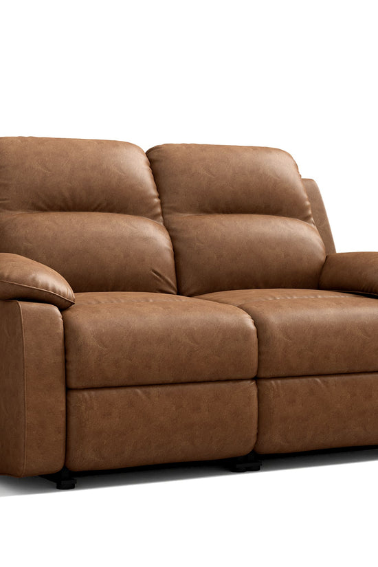 Leather Manual Recliner Sofa with Smooth Recline and Footrest