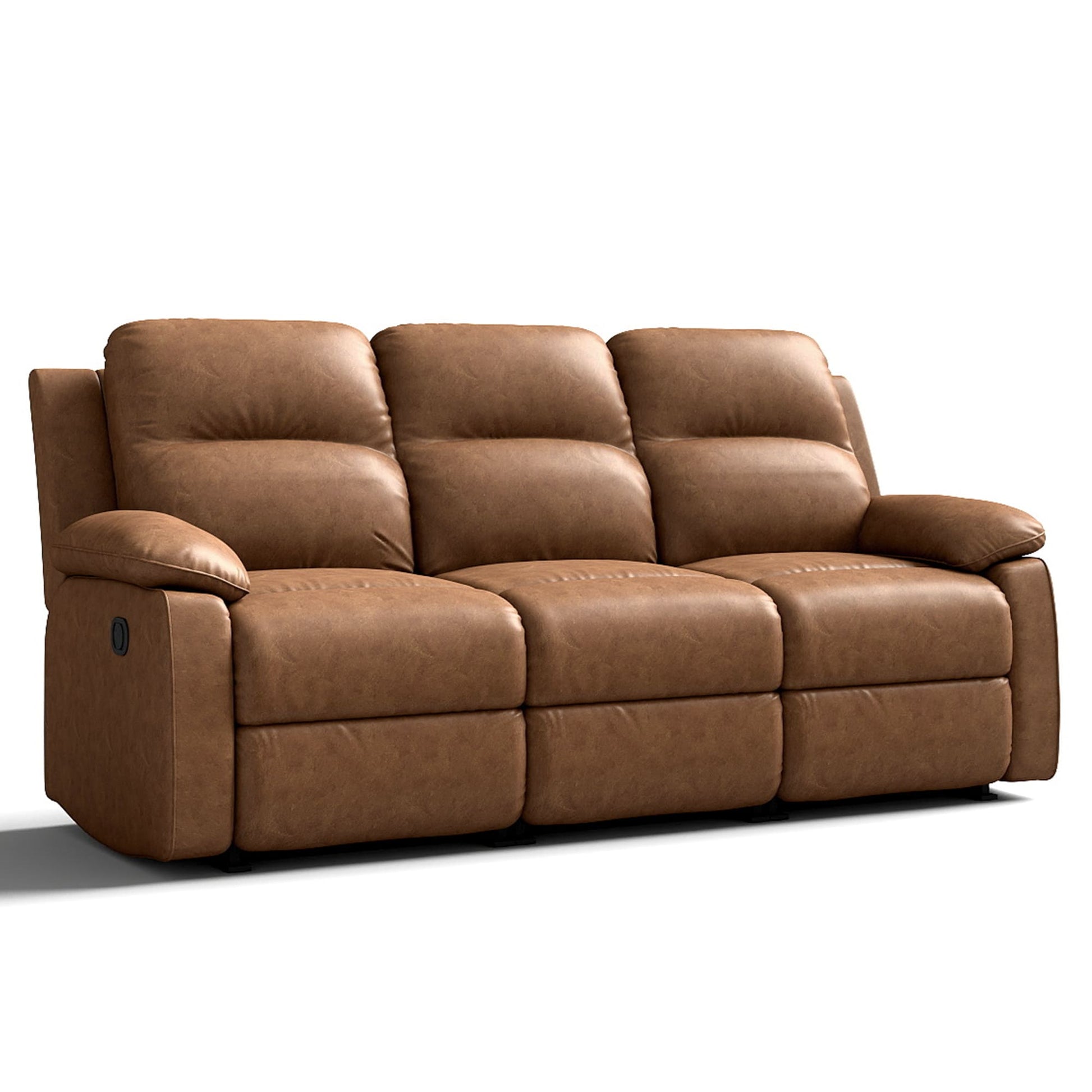 Leather Manual Recliner Sofa with Smooth Recline and Footrest