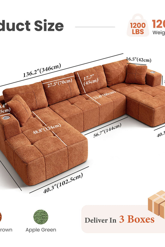 Modular Oversized U-Shaped Deep Seating Sectional Sofa