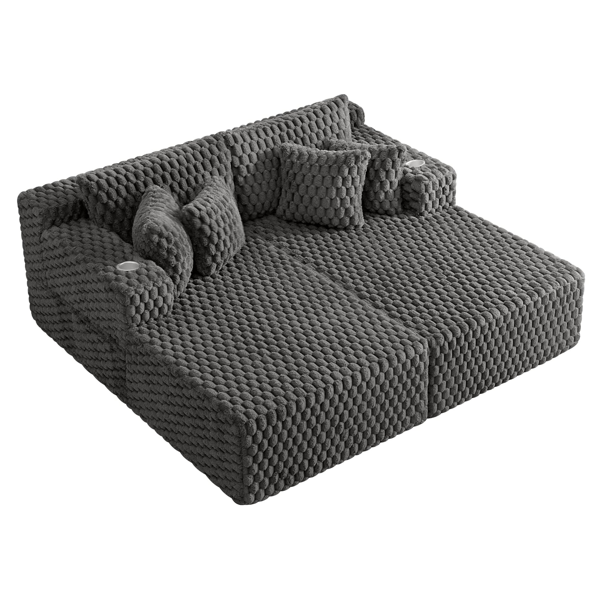 74.8" Oversize Corduroy Double Lounge Chaise Sofa Bed