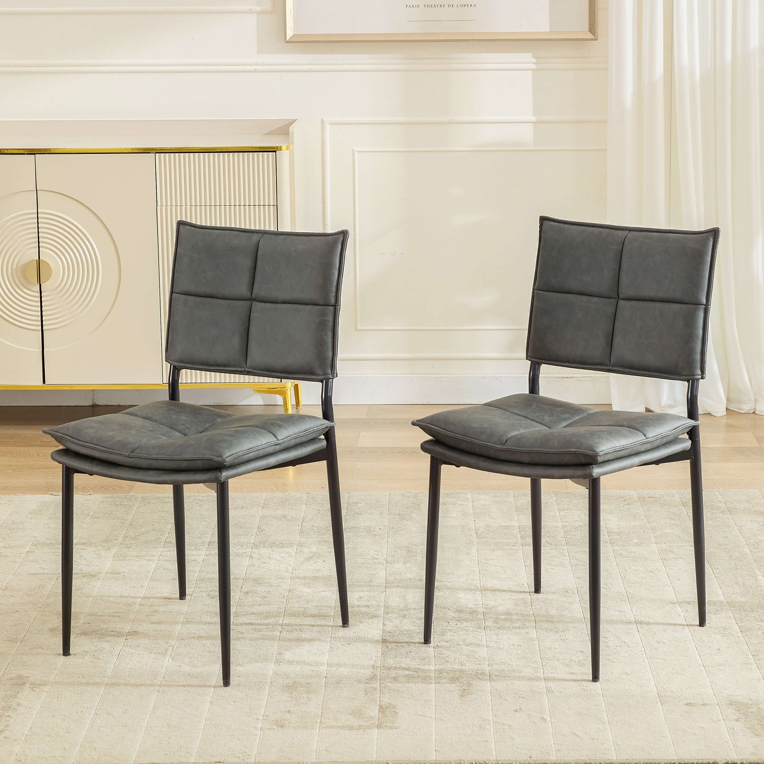 Faux Leather Dinning Chairs Set of 2