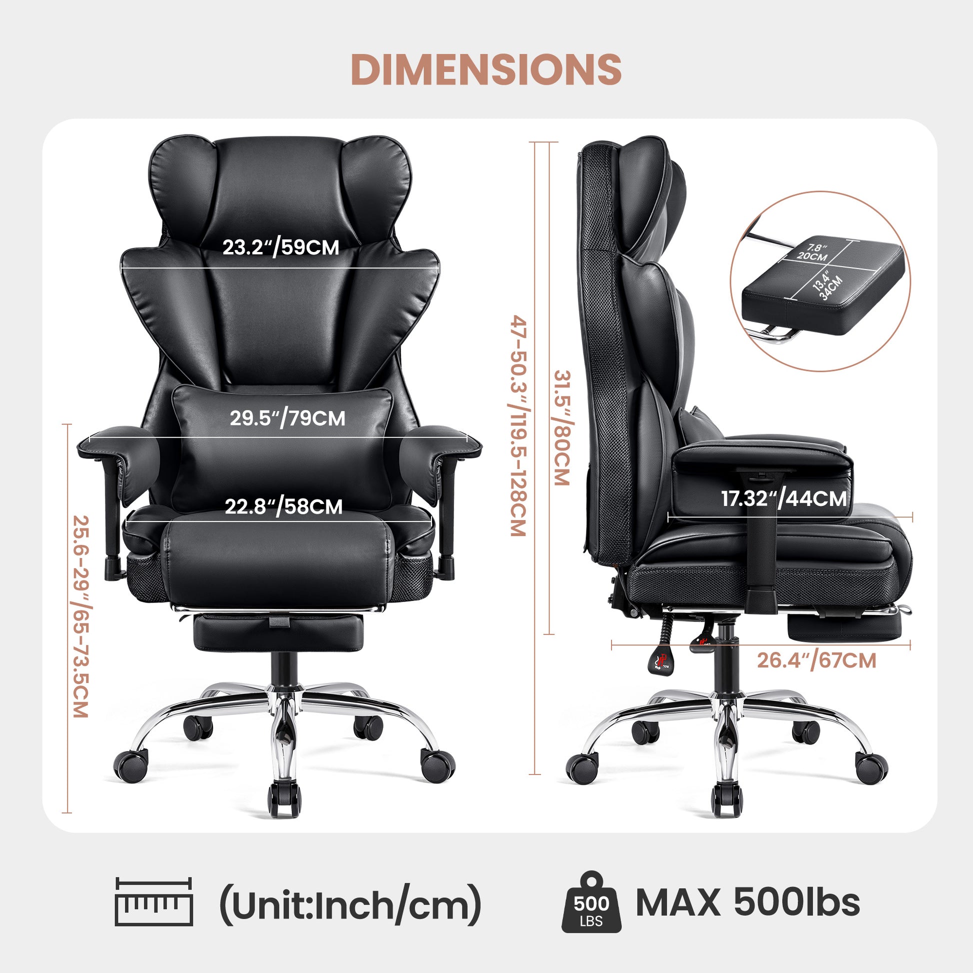 Big and Tall Leather Executive Back Support Office Chair