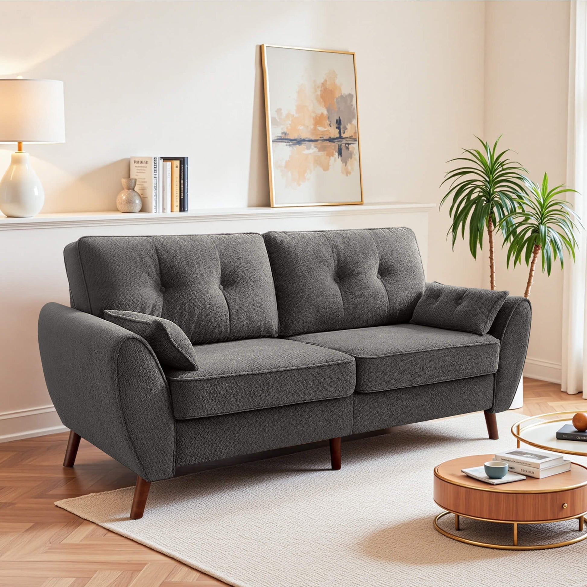 75.5" Wide Modern Loveseat Sofa with Solid Wood Legs