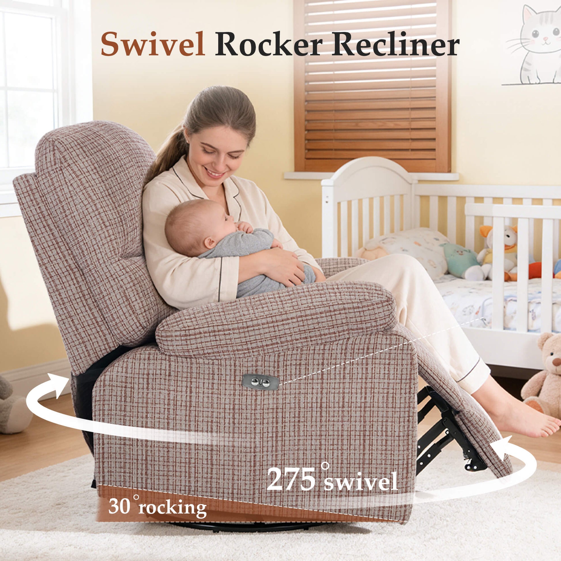 Power Swivel Rocker Recliner Rocking Chair with USB Port Infinite Position