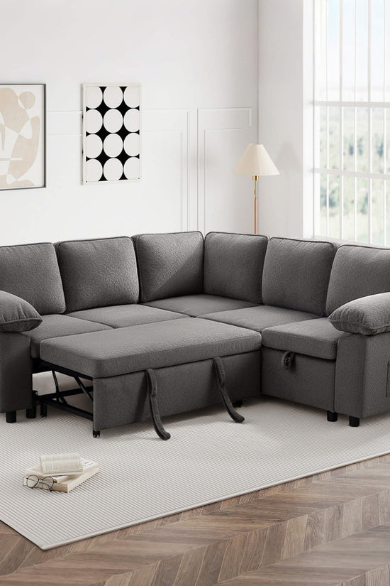 7-Seater Modular Sectional Sofa Couch with Pull-Out Sleeper and Storage