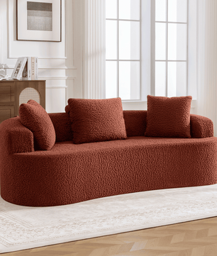 3-Seater Plush Floor Sofa with Cushions & Curved Back