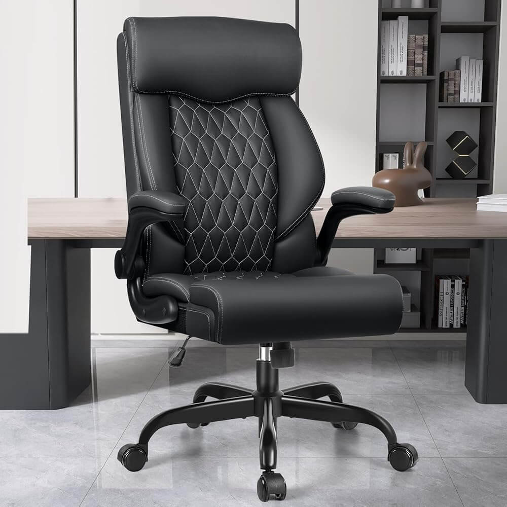 Mid-Back Leather Ergonomic Executive Office Chair with Lumbar Support 488