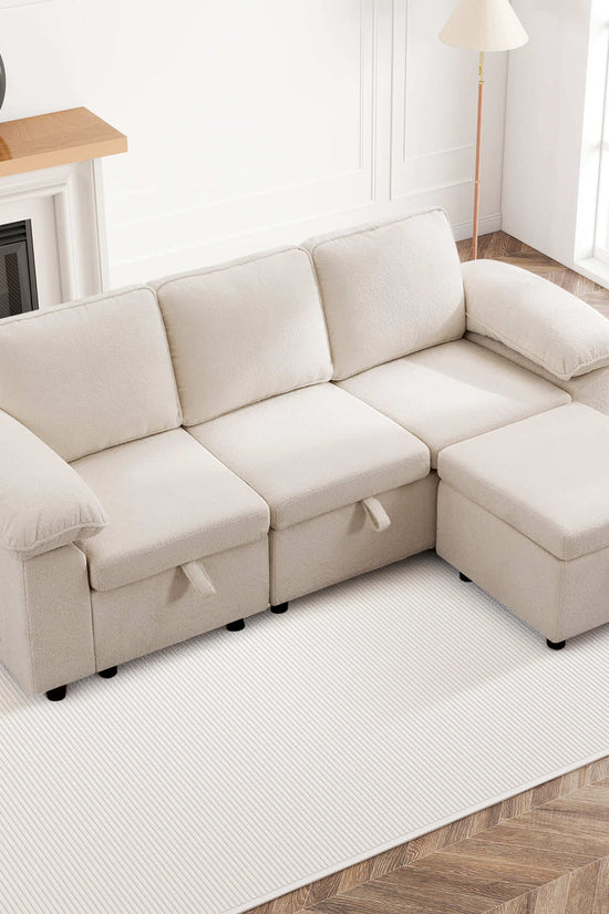 7-Seater Modular Sectional Sofa Couch with Pull-Out Sleeper and Storage