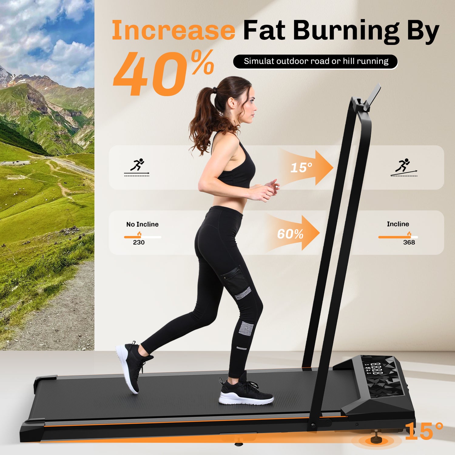 Walking Pad with Incline and Handle, 4 in 1 Under Desk Treadmill for Walking Jogging, Portable Walking Treadmill with Remote Control for Home, 2.5HP Low-Noise Desk Treadmill in LED Display