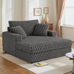 53" Upholstered Chaise Lounge Sofa Bed – Modern Sleeper Chair with Throw Pillows & Armrests, Plush Chair Bed for Living Room, Bedroom