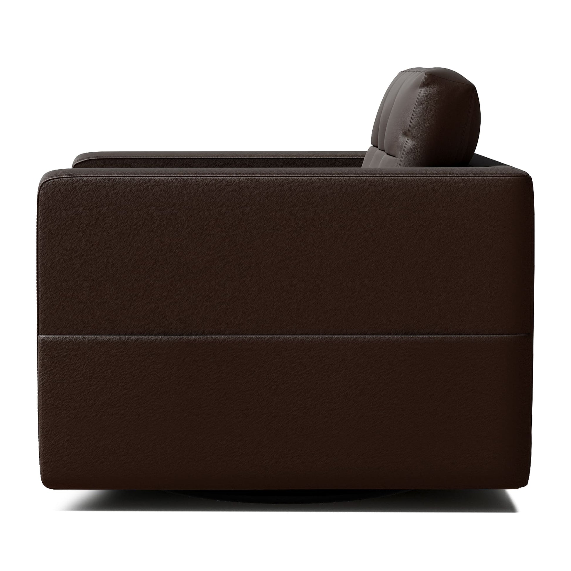 Leather Swivel Accent Chair for Living Room with Throw Pillow