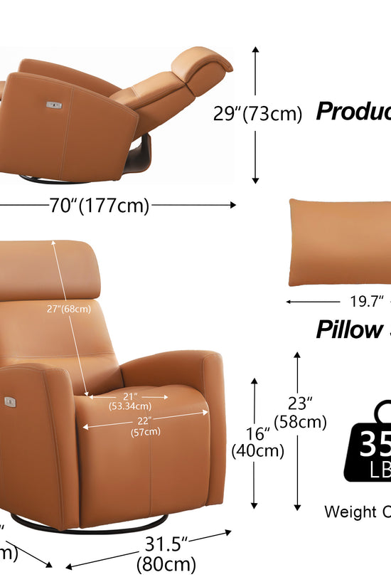 Power Swivel Recliner with Adjustable Headrest 6938