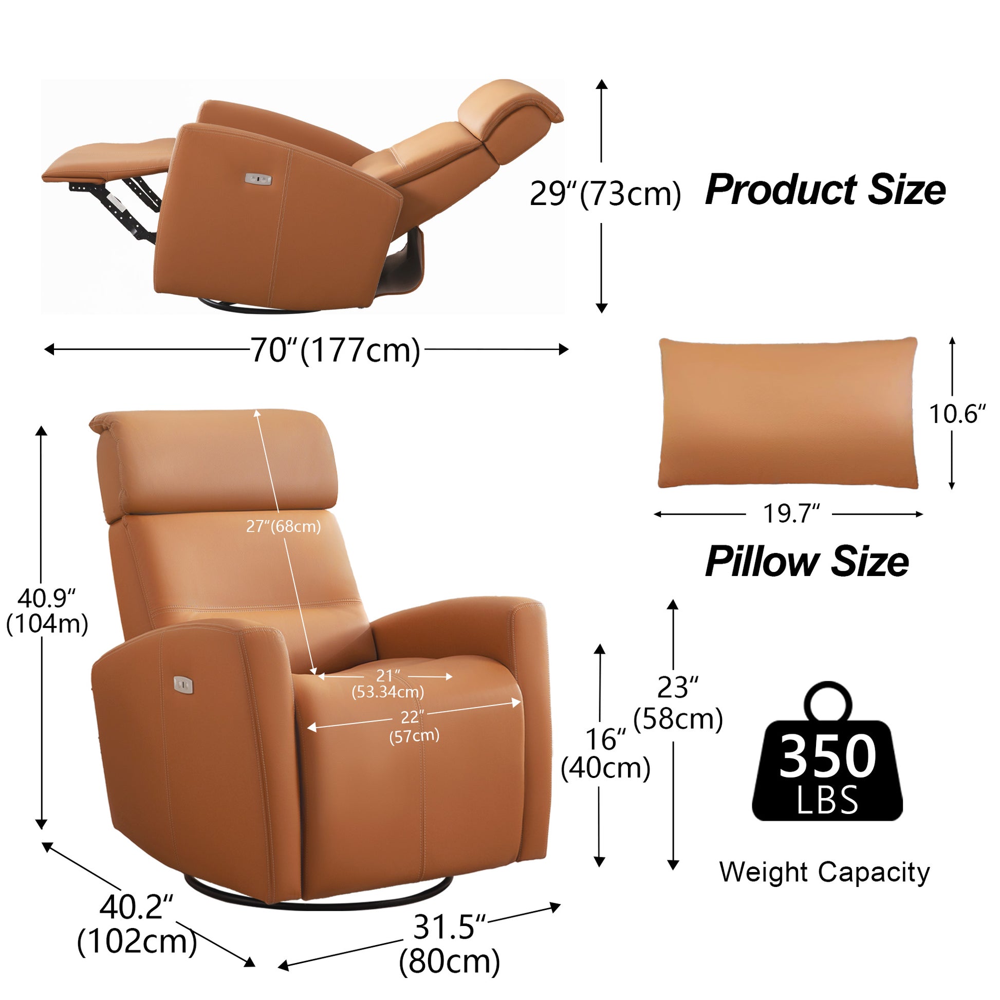 Power Swivel Recliner with Adjustable Headrest 6938