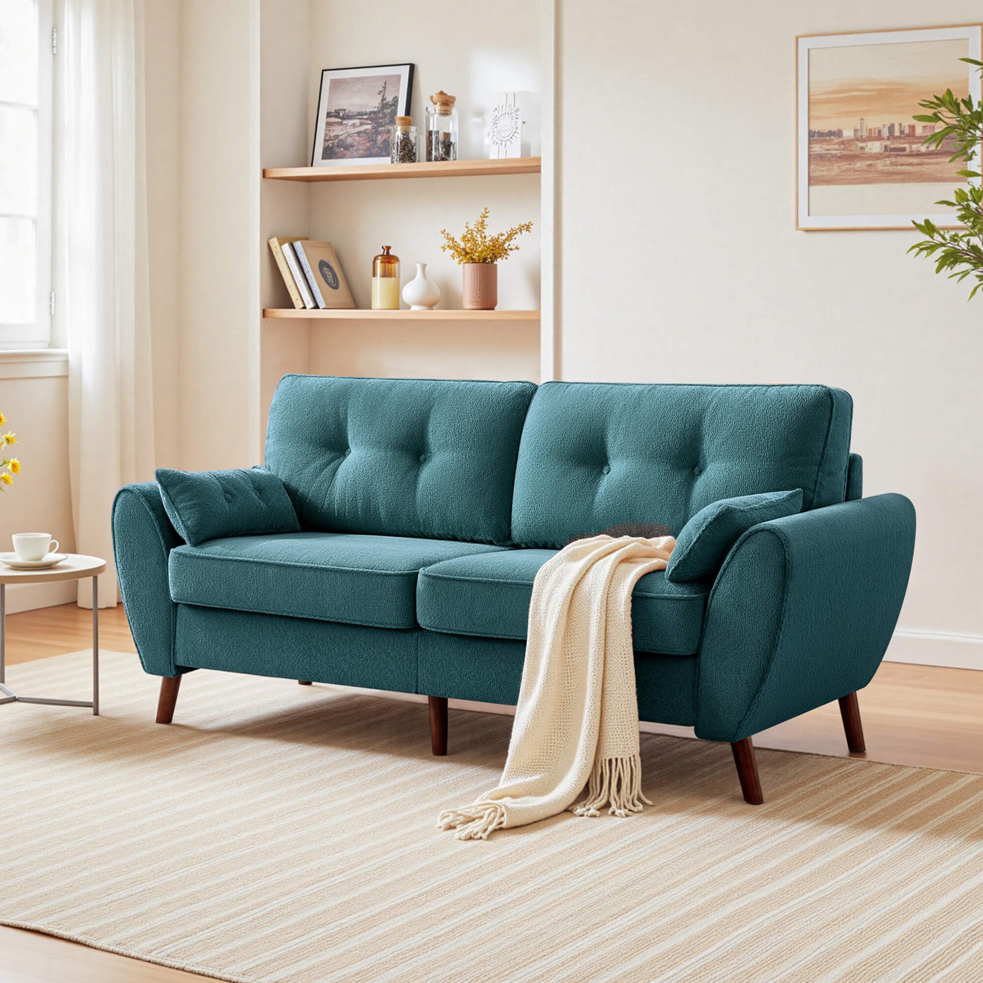 75.5" Wide Modern Loveseat Sofa with Solid Wood Legs