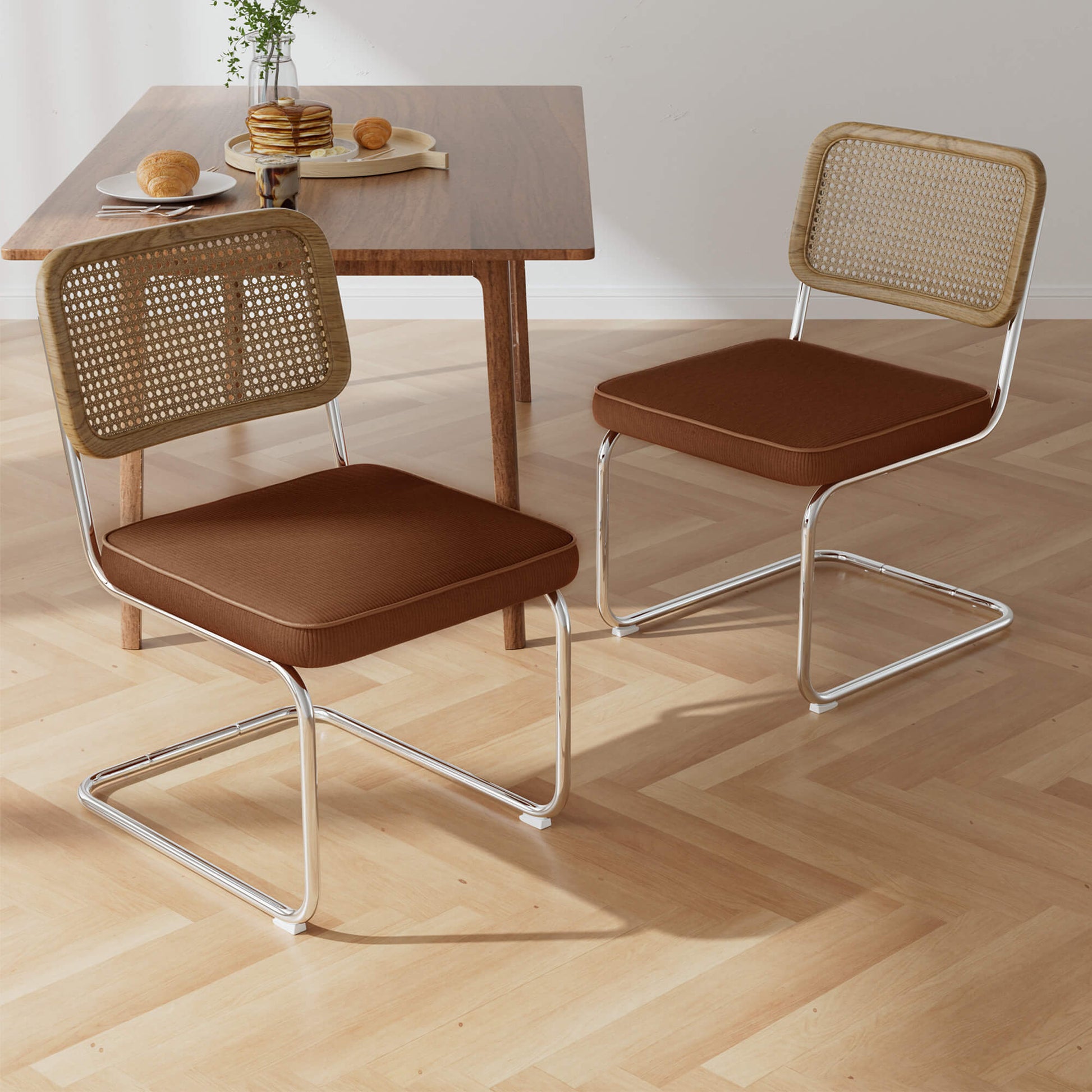 Natural Rattan Dining Chairs Set of 2