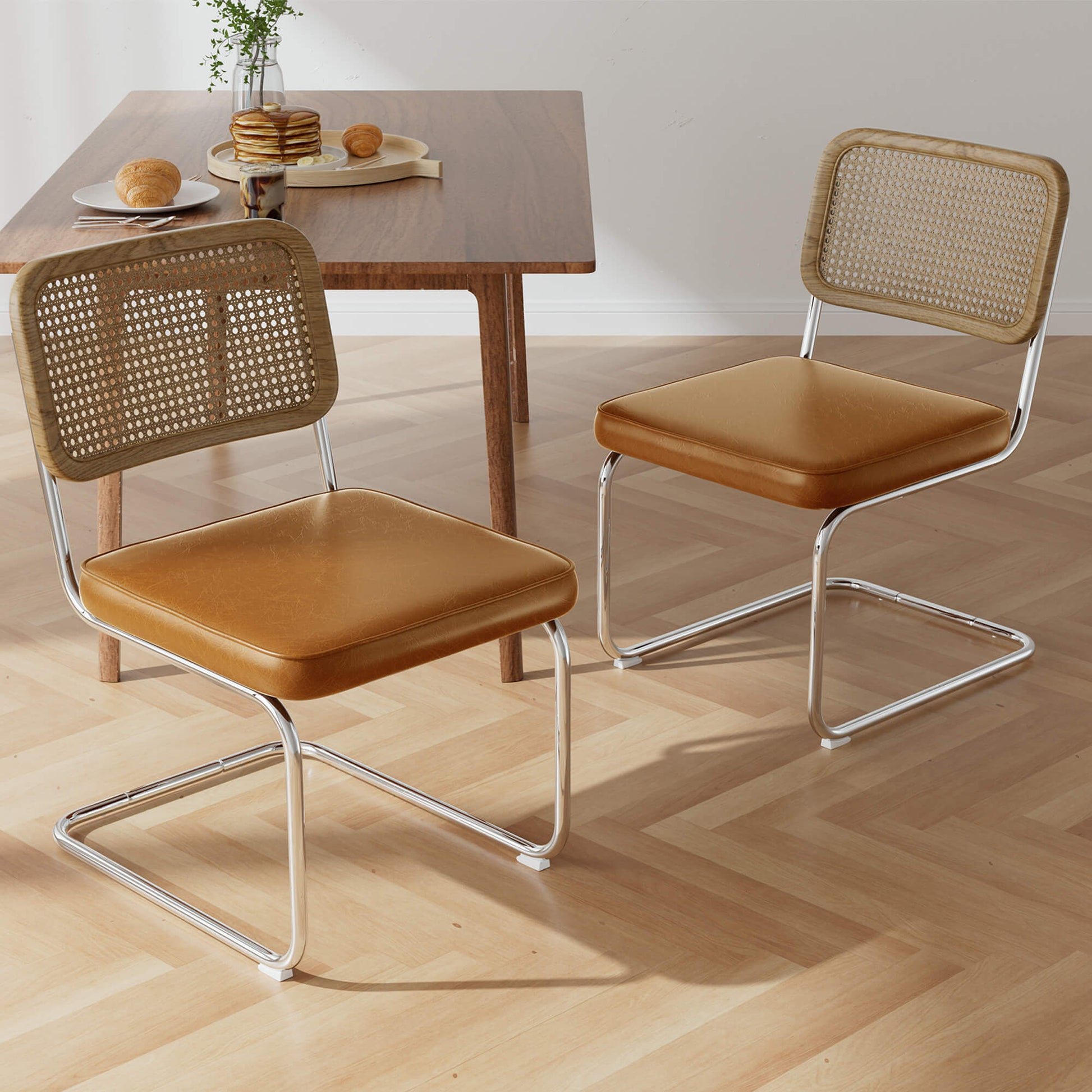 Natural Rattan Dining Chairs Set of 2