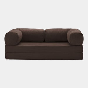 Primyhome convertible coffee brown corduroy sleeper sofa bed, minimalist modern design for living room or studio