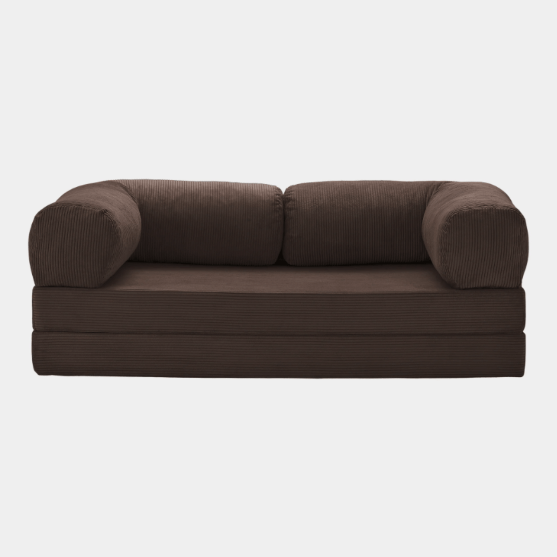 Primyhome convertible coffee brown corduroy sleeper sofa bed, minimalist modern design for living room or studio
