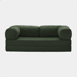 Primyhome convertible green corduroy sleeper sofa bed, minimalist modern design for living room or studio